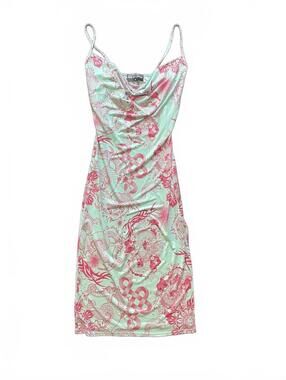 New Girl Order Dragon Print Cowl Neck Slip Dress UK 6